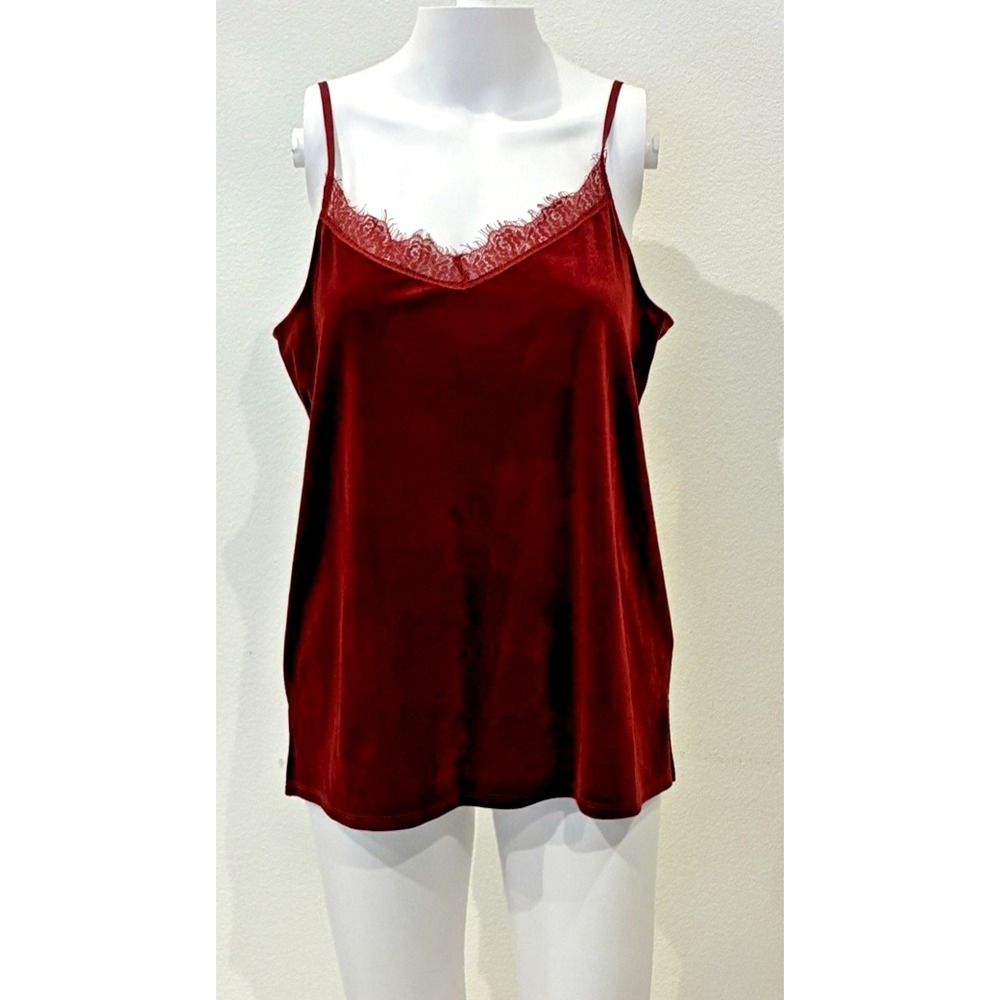 Burgundy Velvet Eyelash Lace Whimsigoth Cami Size M Dark Romance‎ Fairy Grunge
